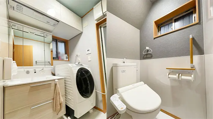 アッパーキャビネット付き洗面台&トイレ内装リフォーム アッパーキャビネット付き洗面台&トイレ内装リフォーム