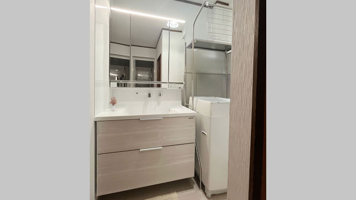 寒さを抑え快適な洗面空間にリフォーム｜江戸川区