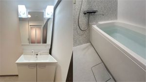 クリナップでお掃除楽な浴室洗面リフォーム│越谷市