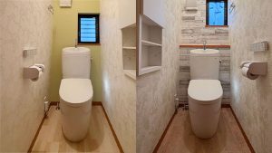 ボタニカルで彩る1・2階トイレリフォーム｜埼玉県