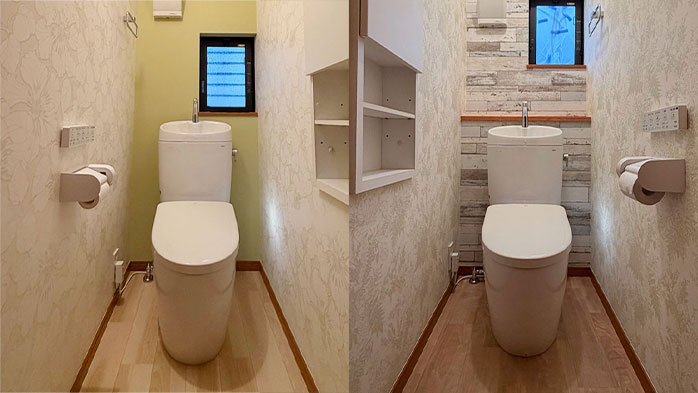 ボタニカルで彩る1・2階トイレリフォーム｜埼玉県